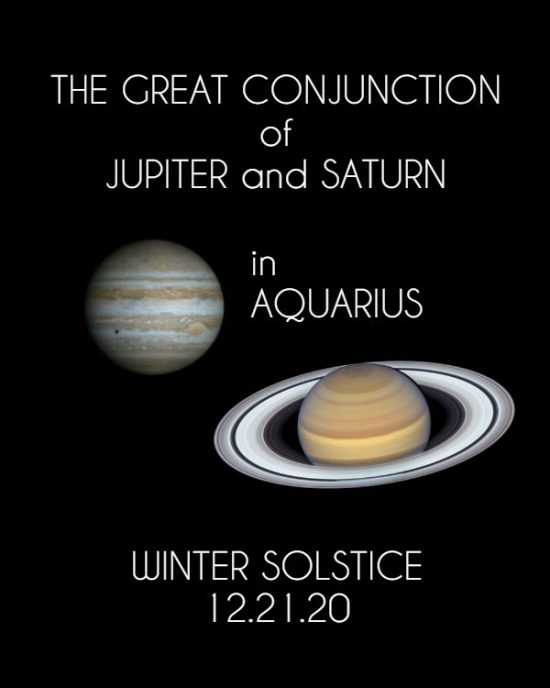 The Great Conjunction of Jupiter and Saturn in Aquarius, December 21, 2020
